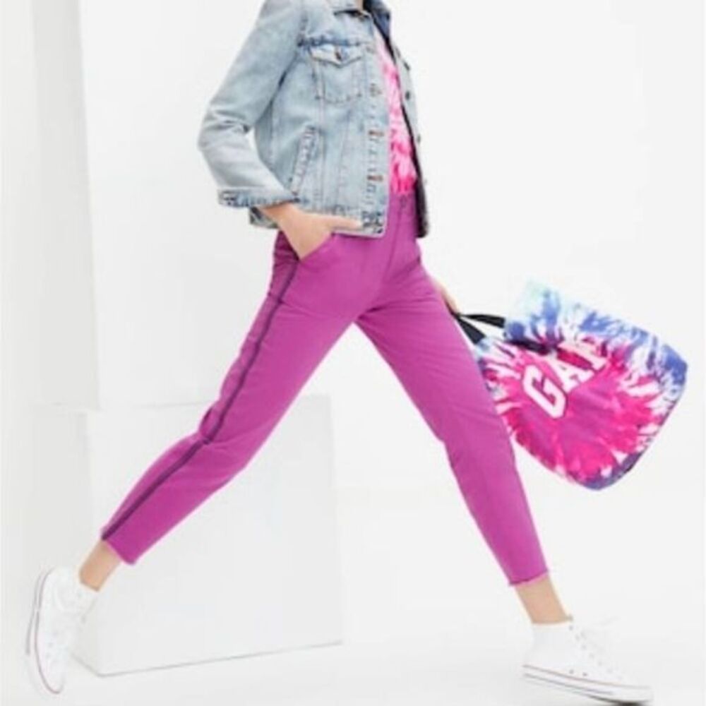 GAP Purple‎ Cropped Utility Pants with Side Stripe Detail Casual Everyday size 6